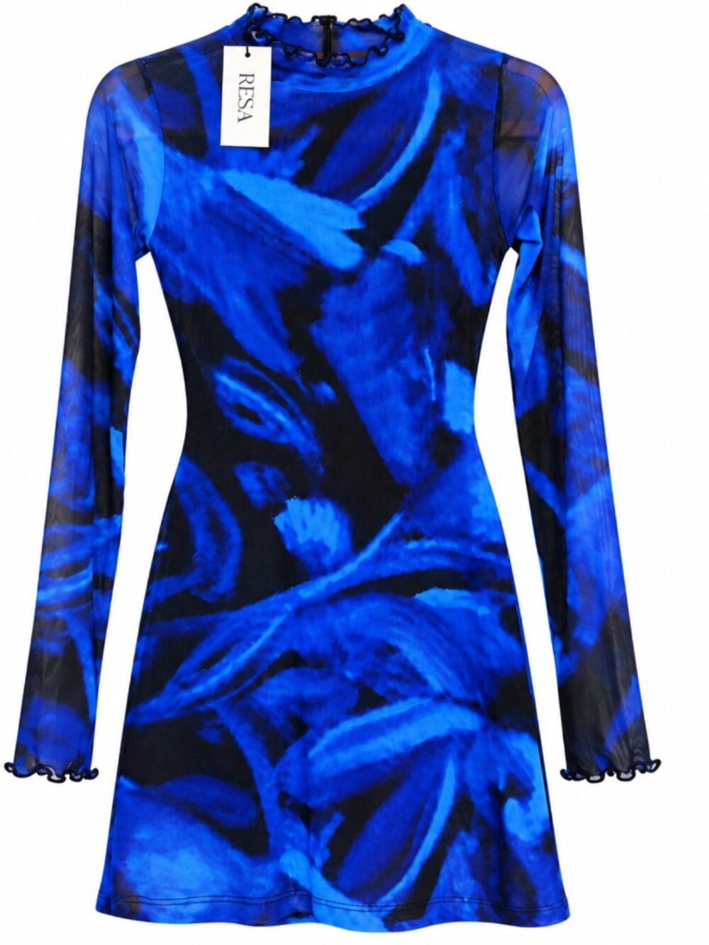 RESA Tyler Mini Dress XS Lagoon Blue Abstract Print NWT
